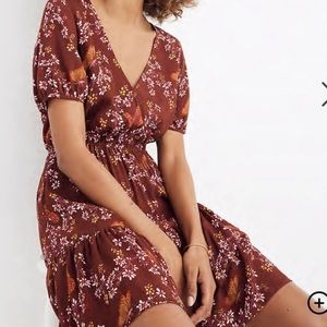 Madewell Windowbox Floral and Butterfly Print Ruffle Faux Wrap Dress